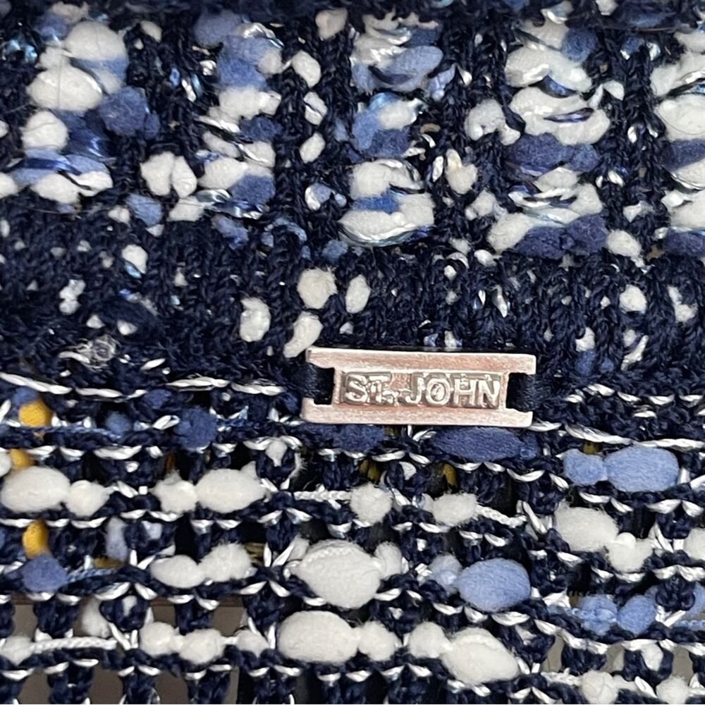 St. John Collection Lofty Floats 3/4 Sleeve Knit Jacket Blue White Size XL - Picture 9 of 11